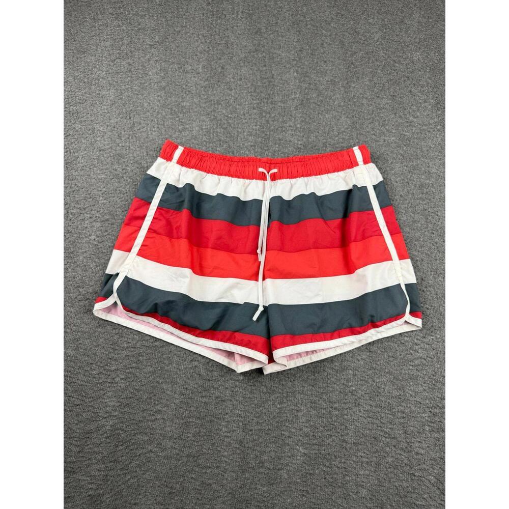 Athleta Red White and Dark Blue Striped Athletic Shorts